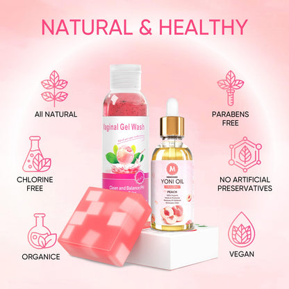 MENOMINO Feminine Wash, Yoni Bar & Yoni Oil for Women | pH Balanced, Peach