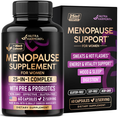Menopause Supplements 25-in-1: Dong Quai & Black Cohosh | Made in USA