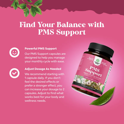 PMS Support for Women | Hormone Balance & Menstrual Comfort (DIM, Chasteberry, Black Cohosh, Ashwagandha) – 120 Ct