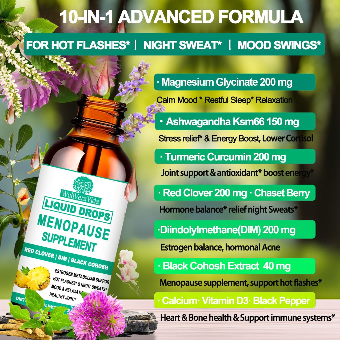 Vitamins for Menopause - Hormone Harmony Supplement for Women | Black Cohosh, KSM-66 Ashwagandha, Magnesium