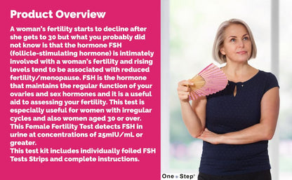 One Step Female FSH Test Strips – 5 Test Pack for Perimenopause & Menopause | Home Urine Test