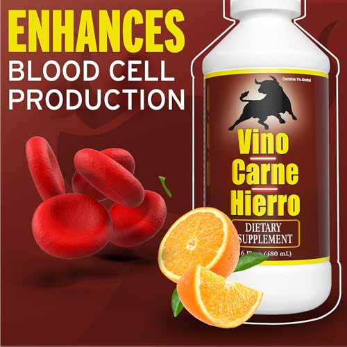Menper Vino Carne Hierro Iron Supplement | Liquid Iron & Vitamin Blend 16 oz