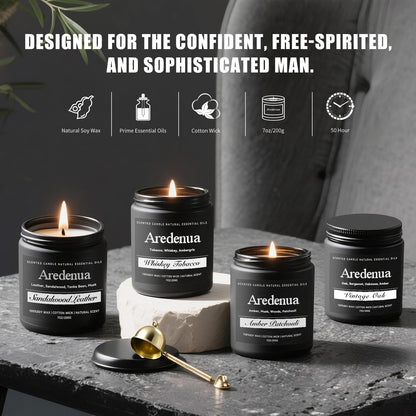Mens Candle Set – 4 Pack Soy Candles for Men | Masculine Gift Set