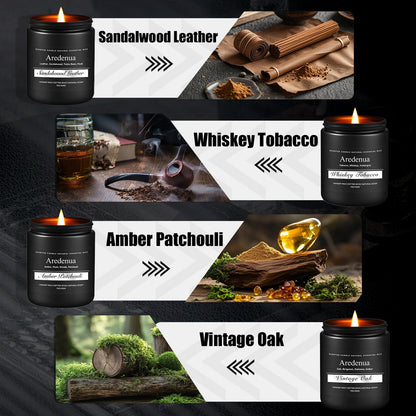 Mens Candle Set – 4 Pack Soy Candles for Men | Masculine Gift Set