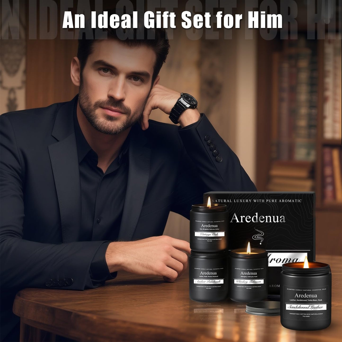 Mens Candle Set – 4 Pack Soy Candles for Men | Masculine Gift Set