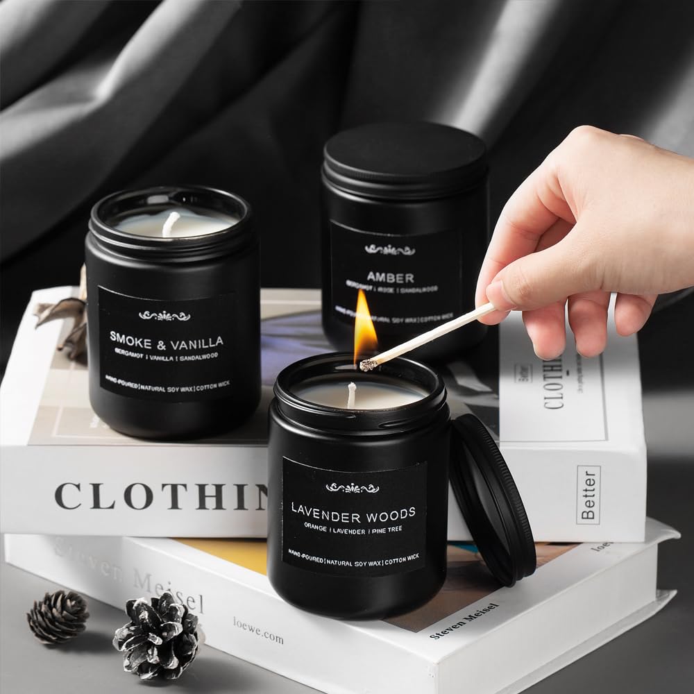 Scented Candles for Men — 6-Pack, 42oz, 300 Hours Burn Time