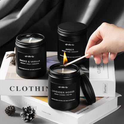Scented Candles for Men — 6-Pack, 42oz, 300 Hours Burn Time