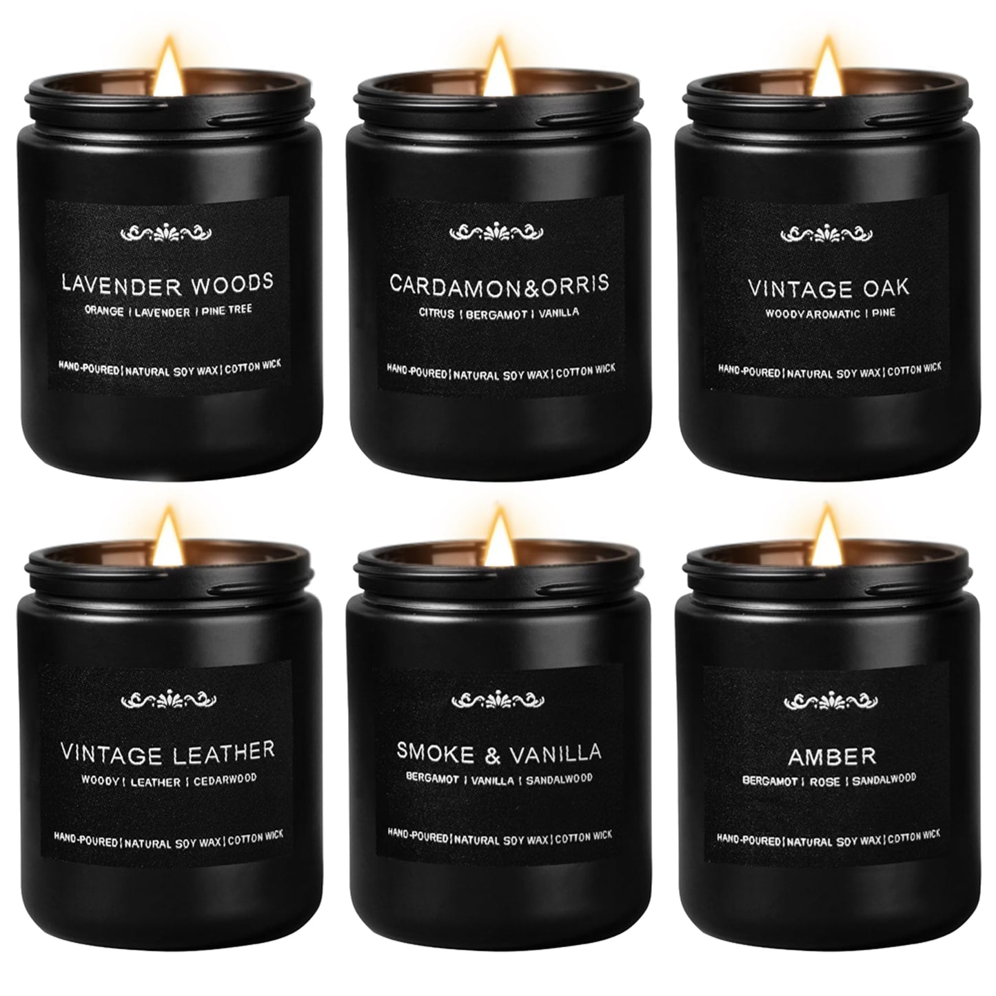 Scented Candles for Men — 6-Pack, 42oz, 300 Hours Burn Time