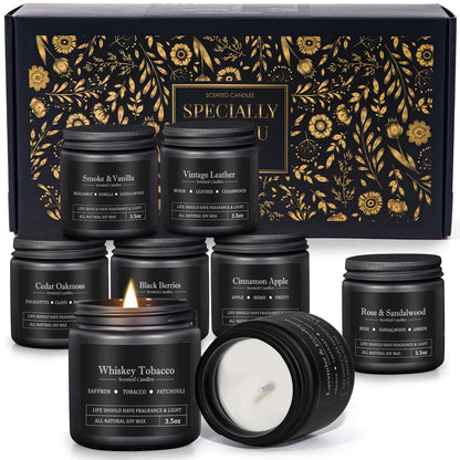 8 Pack Men Scented Soy Candles Set – Aromatherapy Gift for Men