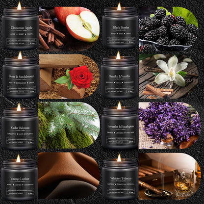 8 Pack Men Scented Soy Candles Set – Aromatherapy Gift for Men