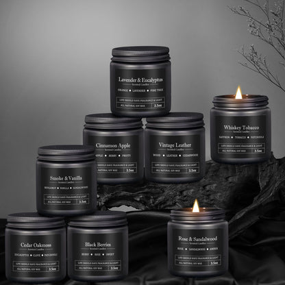 8 Pack Men Scented Soy Candles Set – Aromatherapy Gift for Men