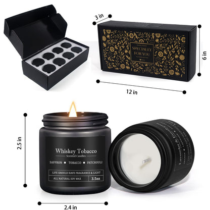 8 Pack Men Scented Soy Candles Set – Aromatherapy Gift for Men