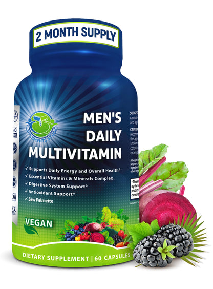 Men's Daily Multivitamin – Vegan Methylated Formula with Saw Palmetto, Biotin & Probiotics