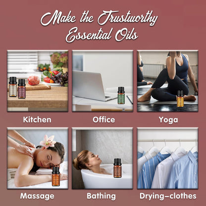 Men's Essential Oils for Diffusers & Candle Making - 6x10ml Leather, Sandalwood, Coffee, Cedarwood, Cinnamon & Amber