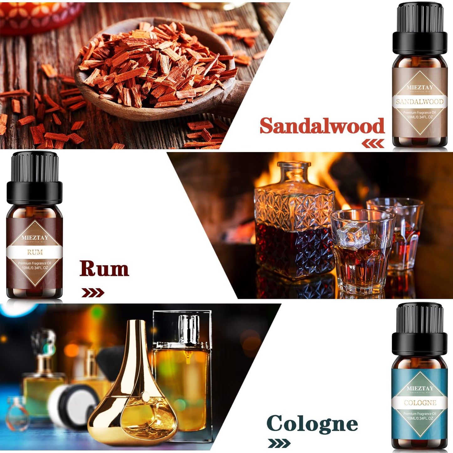 Mens Essential Oils Set – 6 Fragrance Oils for Diffuser, Candle & Soap Making