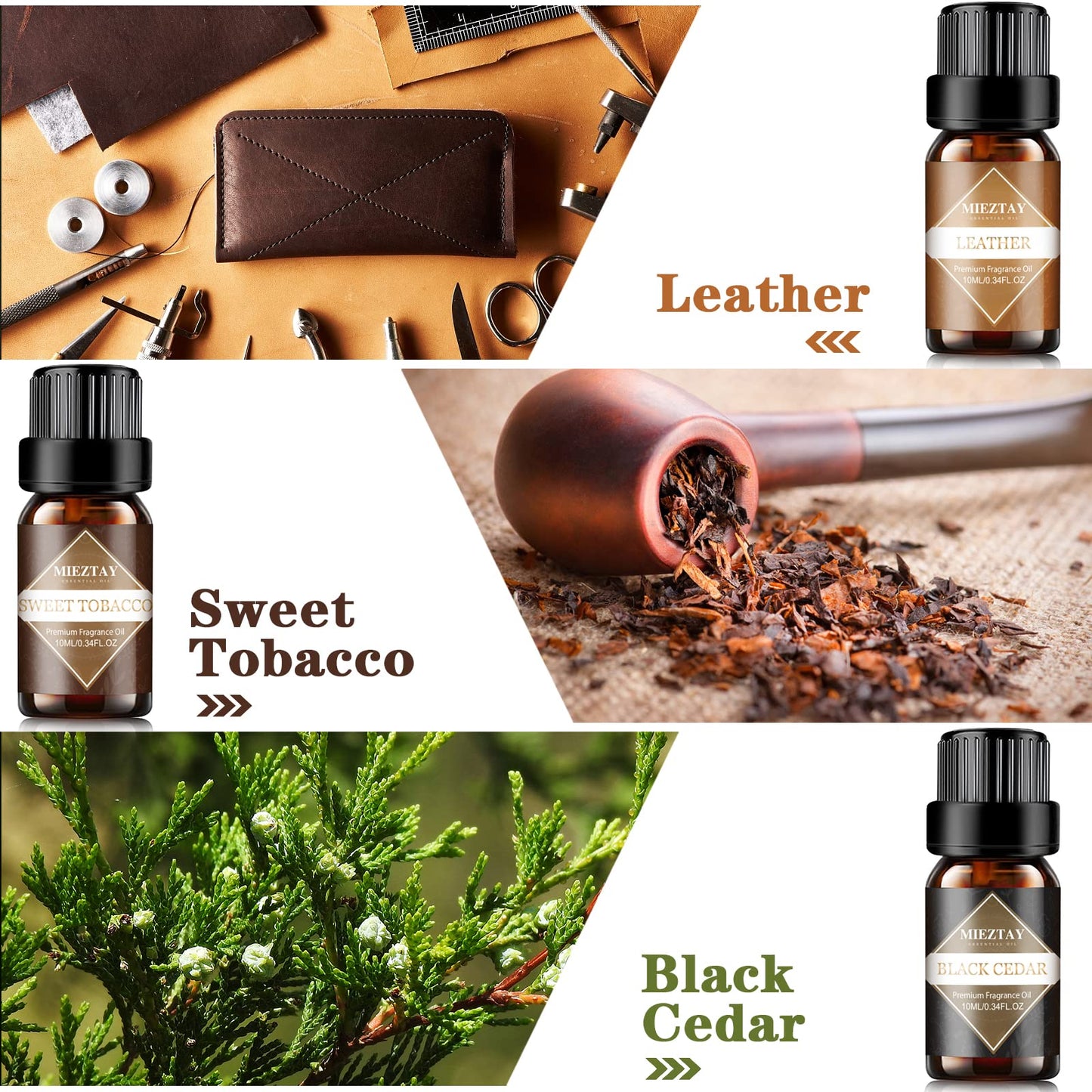 Mens Essential Oils Set – 6 Fragrance Oils for Diffuser, Candle & Soap Making