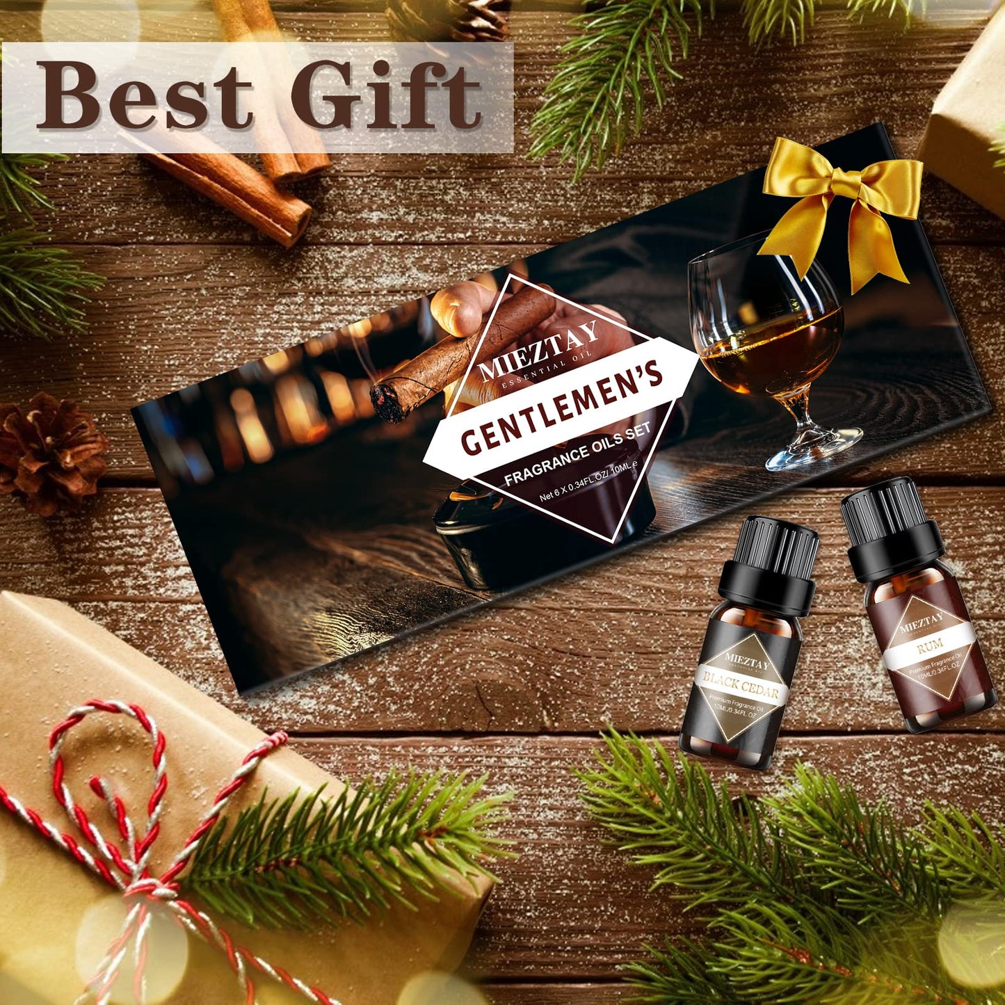 Mens Essential Oils Set – 6 Fragrance Oils for Diffuser, Candle & Soap Making