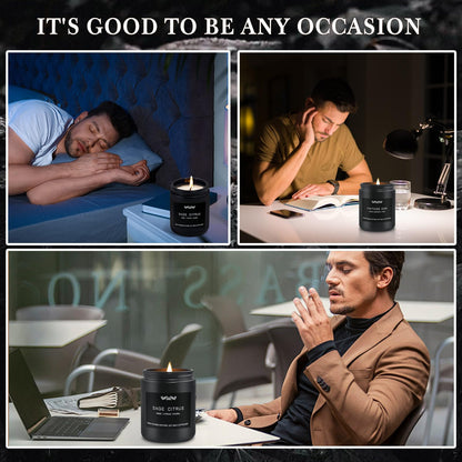 6-Pack Men's Aromatherapy Candles Gift Set - 42 oz, 300-Hour Long-Lasting Scent