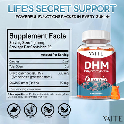 DHM 600mg Gummies – Ampelopsis Grossedentata Extract, Vegan & Non-GMO