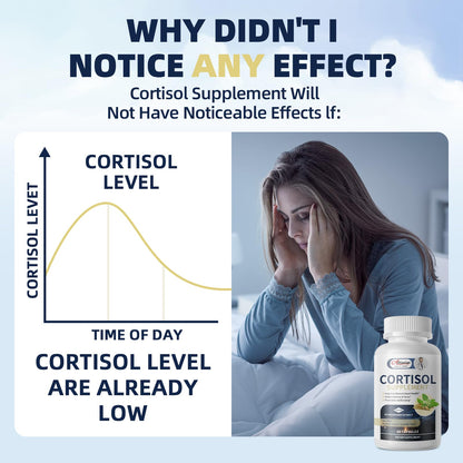 Cortisol Supplements for Women & Men - High Cortisol Reducer with Magnesium, Ashwagandha, Rhodiola, L-Theanine for Mood, Focus & Sleep