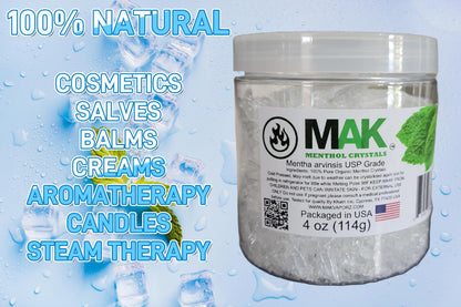 Mak Menthol Crystals 4 oz – Pure Organic 100% Natural Mentha Arvensis