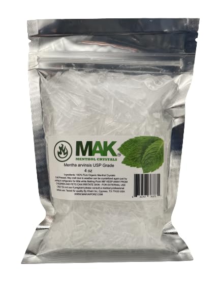 Mak Menthol Crystal 4 oz – Pure Organic Menthol Crystals (Mentha Arvensis) – Resealable Bag