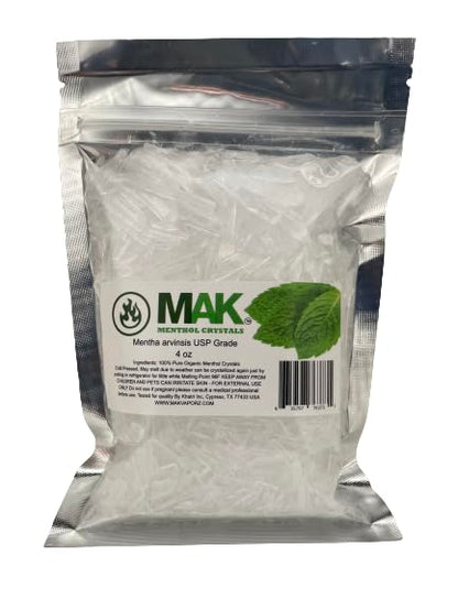 Mak Menthol Crystal 4 oz – Pure Organic Menthol Crystals (Mentha Arvensis) – Resealable Bag