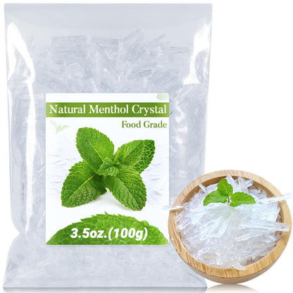 3.5oz Menthol Crystals Bulk – Food Grade Organic Menthol for Shower Steamers
