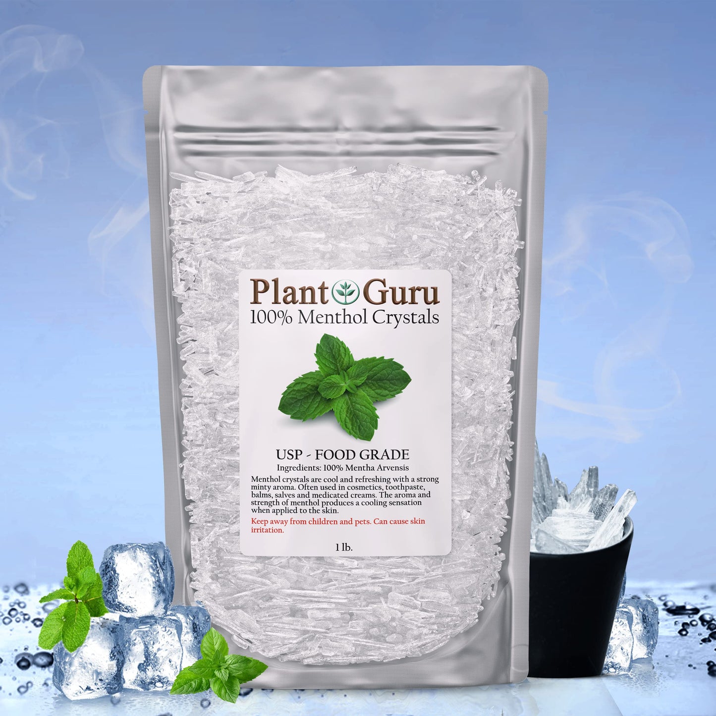 Menthol Crystals 4 oz – Mentha Arvensis 100% Pure Natural USP Food Grade for Cosmetics, Balms, Salves, Creams & Soap Making