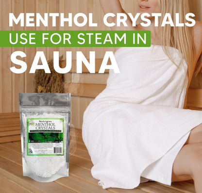 Menthol Crystals 100% Pure Organic Spa Quality - 4OZ Resealable Bag