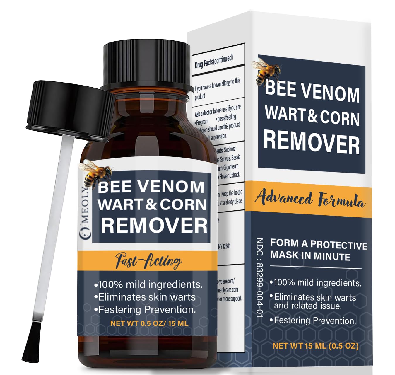 MEOLY Bee Venom Wart Remover – Fast-Acting 20% Salicylic Acid for Plantar and Genital Warts | Targeted Wart Care