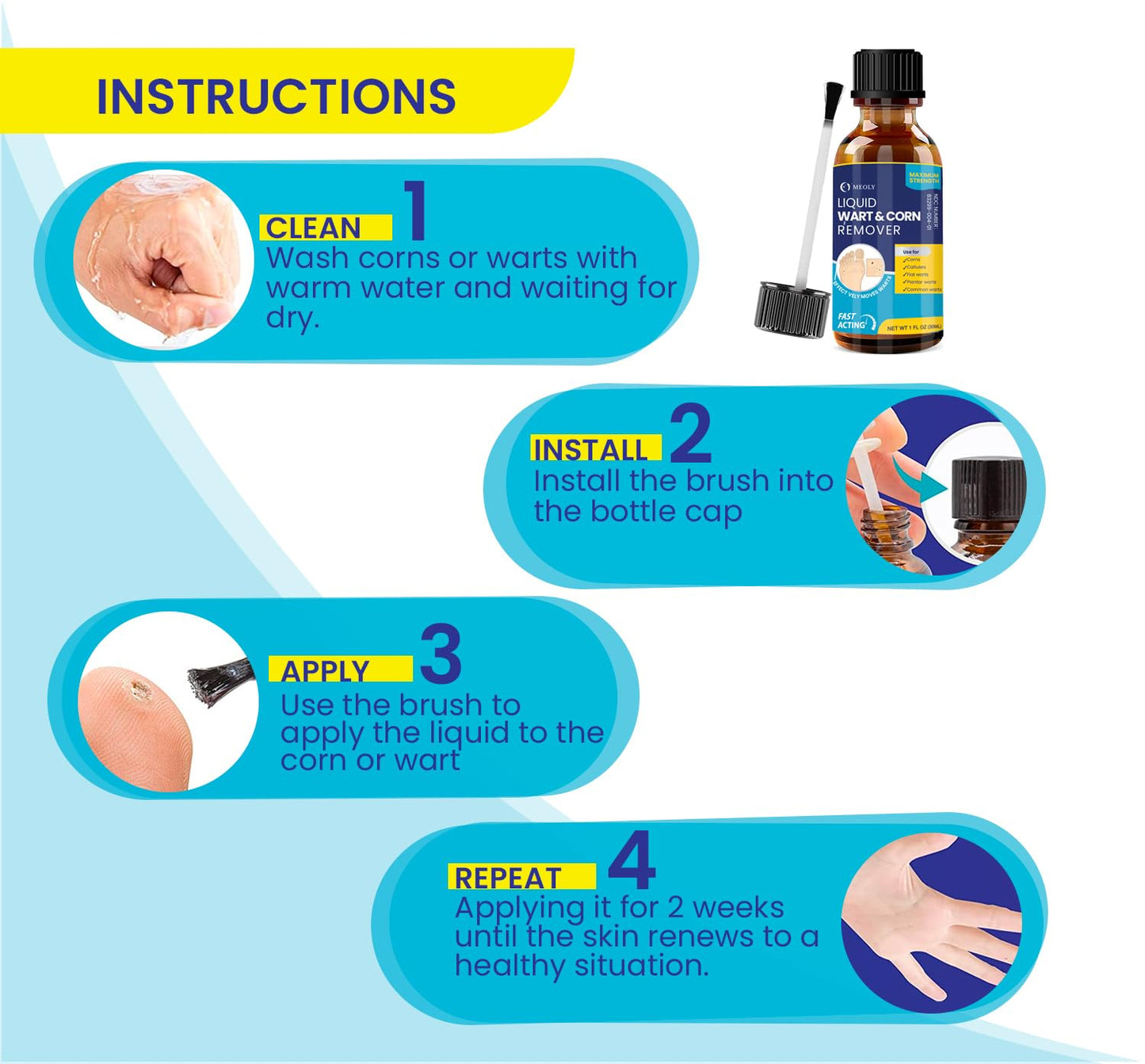 MEOLY Salicylic Wart Removal Freeze Away – Fast-Acting Maximum Strength Wart Remover (30 ml)