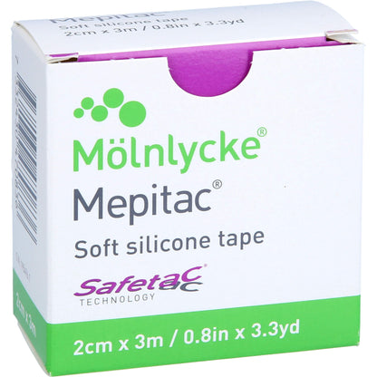 Mepitac 2 x 300 cm Roll Non-Sterile by Mlnlycke Health Care GmbH | Self-Adhesive Waterproof Scar Silicone Tape