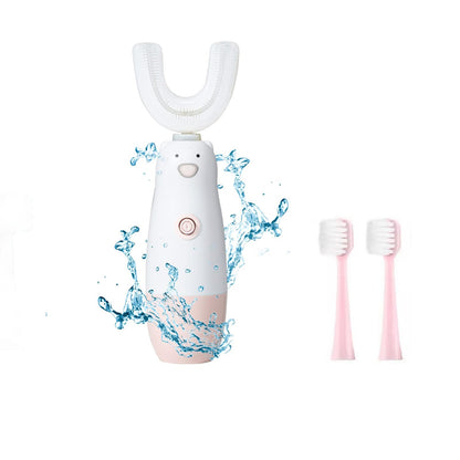 Meqtpomy Kids U-Shaped Electric Toothbrush – Waterproof, Battery-Powered 360° Sonic Brushing (8–13 yrs, Pink)