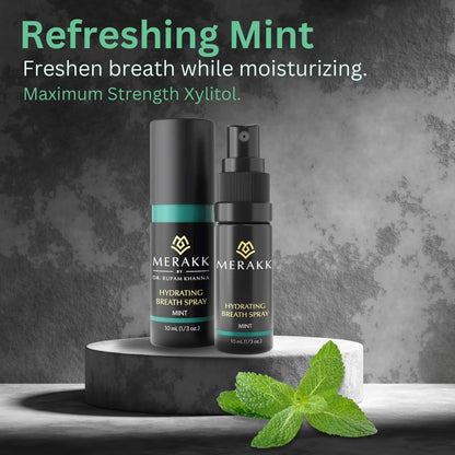 Merakk Dry Mouth Spray – Hydrating Mint, Sugar-Free Breath Freshener (0.3 fl oz)
