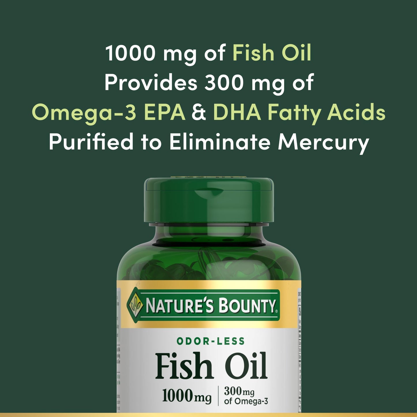 Nature's Bounty Fish Oil - Heart Health Support, 300 mg Omega-3, 120 Softgels