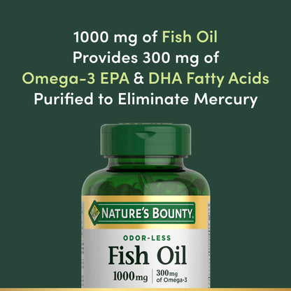Nature's Bounty Fish Oil - Heart Health Support, 300 mg Omega-3, 120 Softgels