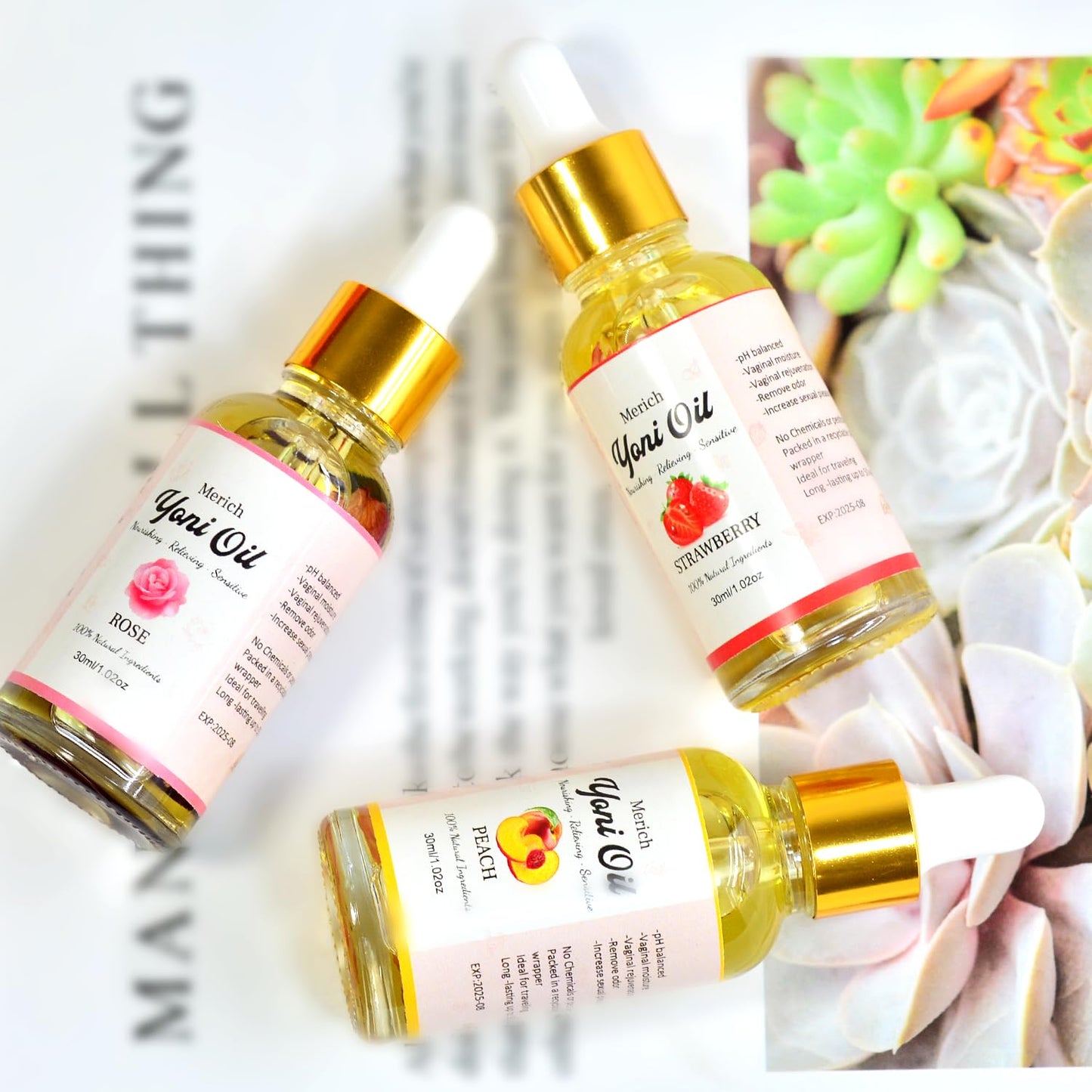 MERICH Natural Yoni Oil - Floral Detox, pH Balance, Odor Control | Rose