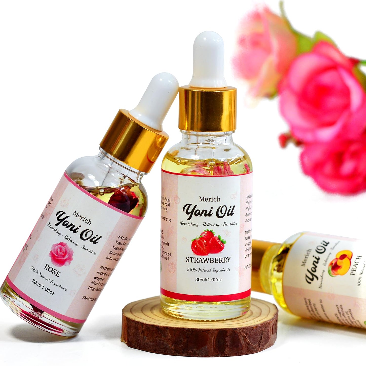 MERICH Natural Yoni Oil - Floral Detox, pH Balance, Odor Control | Rose