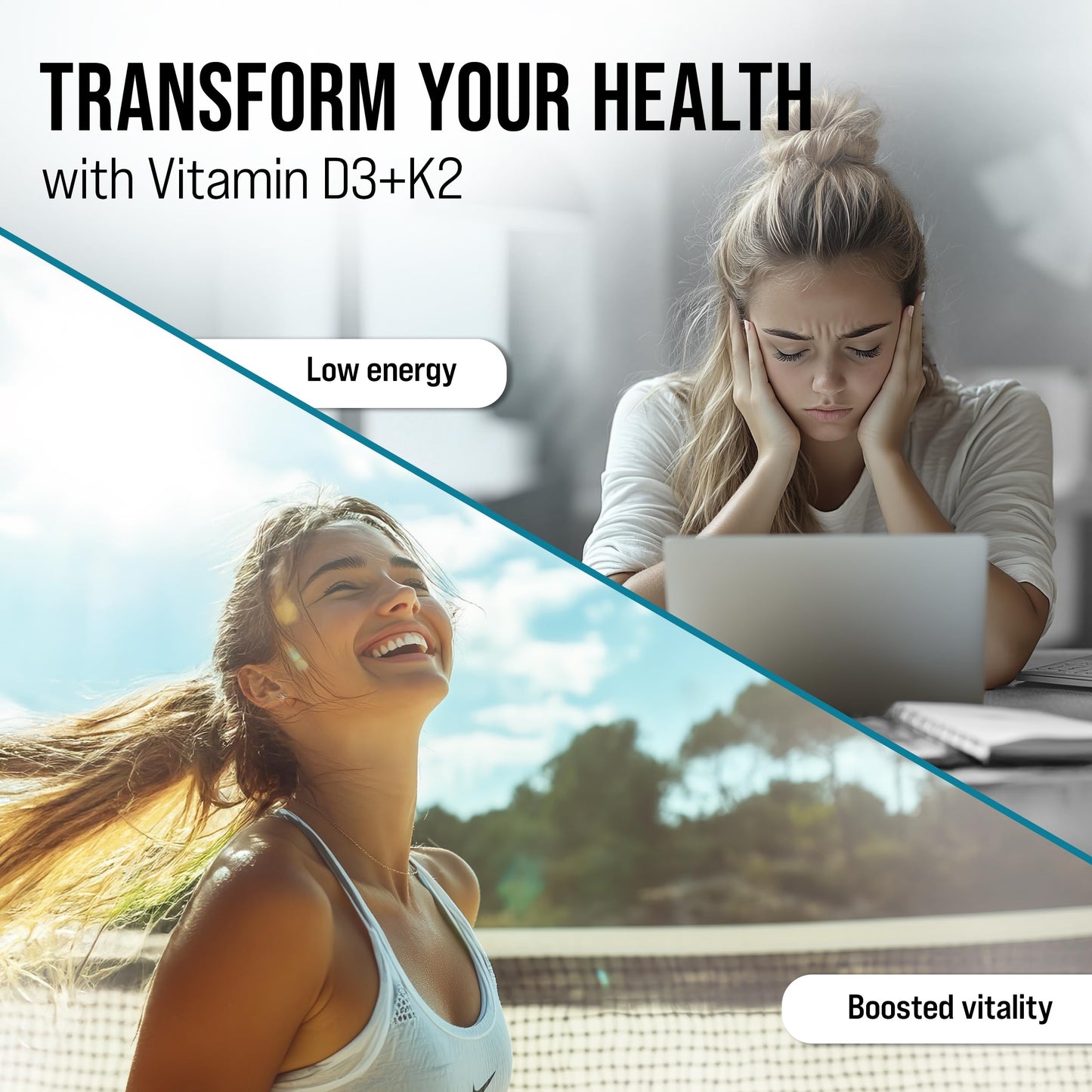 MERRY VITA Vitamin D3 K2 300 Softgels – 10,000 IU D3 + 200 mcg K2 MK7 – Plant-Based, Vegan, Gluten-Free