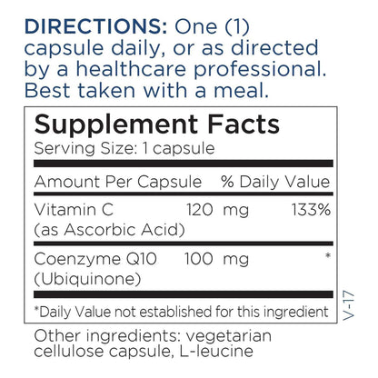 Metabolic Maintenance CoQ10 100mg + Vitamin C – 60 Vegan Capsules | Immune & Cardiovascular Support