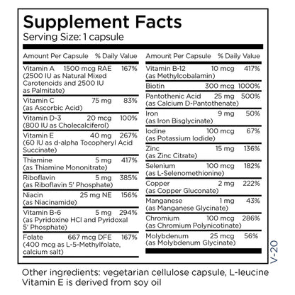 Metabolic Maintenance Little One – Children's Multivitamin with Iron (Ages 6-12) | Immune & Bone Health (90 Small-Sized Capsules)