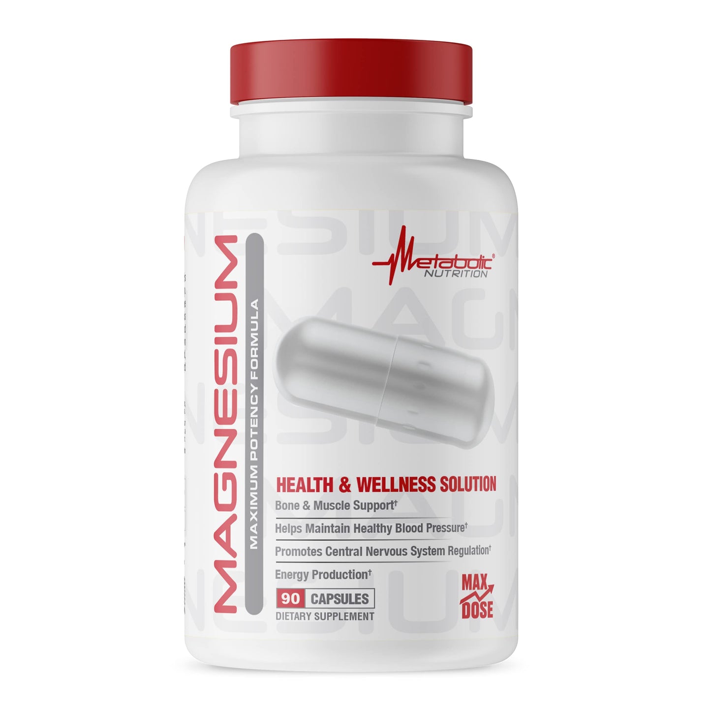 Metabolic Nutrition Magnesium 650mg per Serving | Non-GMO, Vegan, Gluten Free | 90 Capsules