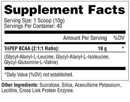 Metabolic Nutrition Tri-Pep BCAA Powder - Grape, 400g (40 Servings)