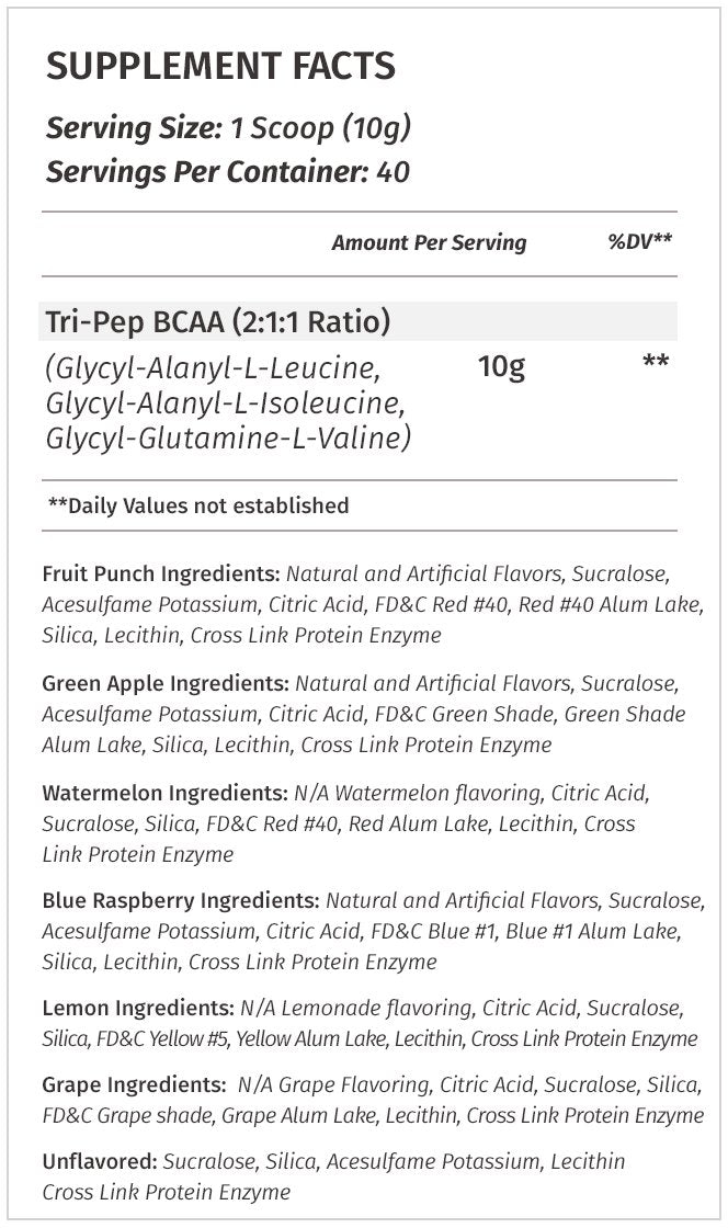 Metabolic Nutrition TRIPEP Tri-Peptide BCAA Powder - Watermelon 400g