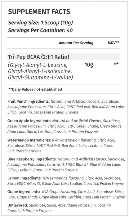 Metabolic Nutrition TRIPEP Tri-Peptide BCAA Powder - Watermelon 400g
