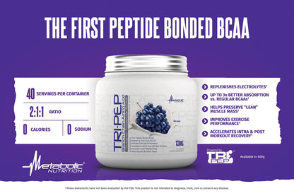 Metabolic Nutrition TRIPEP Tri-Peptide BCAA Powder - Watermelon 400g