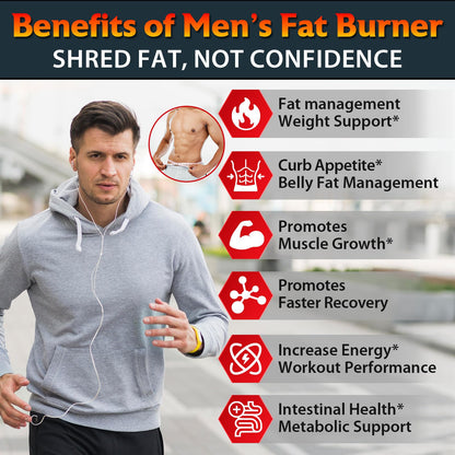 Thermogenic Fat Burner for Men – GLP-1 Weight Loss, Appetite Suppressant & Metabolism Booster – 90 Capsules