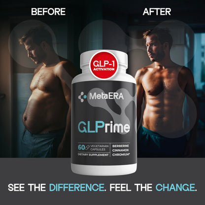 METAERA GLPrime GLP-1 Supplement - Natural GLP-1 Booster with Berberine, Cinnamon & Chromium - 1 Bottle
