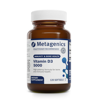 Metagenics D3 5000 IU Vitamin D3 Softgels – Immune, Bone & Heart Support* (125 mcg in Coconut Oil) – Non-GMO & Gluten-Free – 60 Count